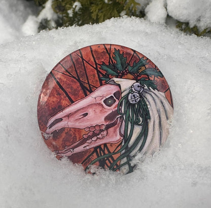 Mari Lwyd Button Pin