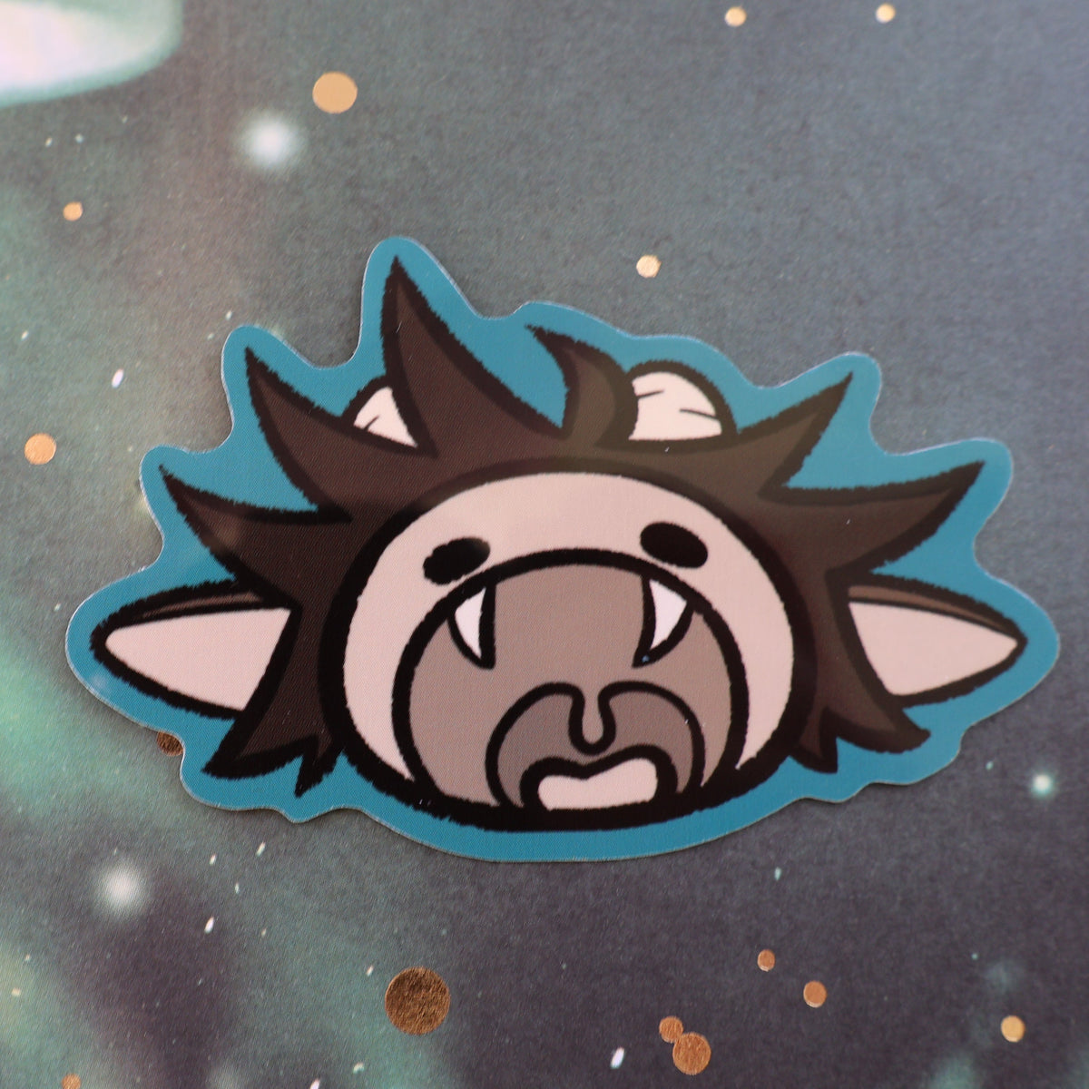 Screaming critter with blue background, sticker