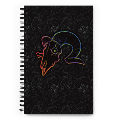 Neon Ram Skull - Spiral Dot Grid Journal