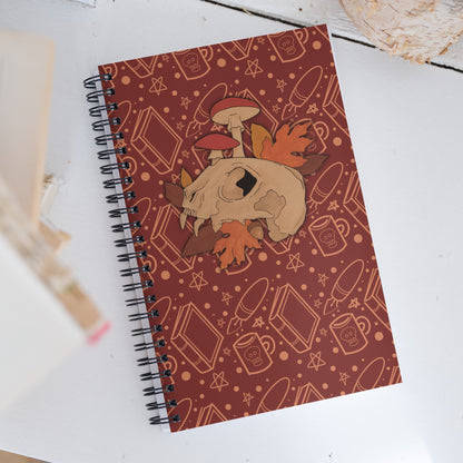 Cat Skull Mushroom - Spiral Dot Grid Journal